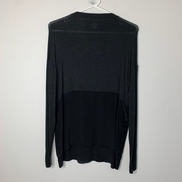 Aritzia Wilfred Blouse Top Long Sleeve Half Silk Mock neck Heathered Black XS - Picture 13 of 14